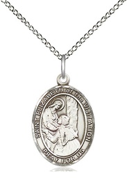 [8311SS/18SS] Sterling Silver Saint Elizabeth of the Visitation Pendant on a 18 inch Sterling Silver Light Curb chain