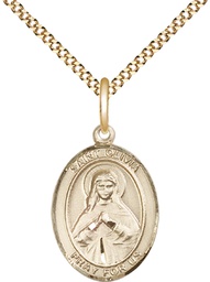 [8312GF/18G] 14kt Gold Filled Saint Olivia Pendant on a 18 inch Gold Plate Light Curb chain