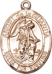 [8118SPKT] 14kt Gold Angel de la Guarda Medal