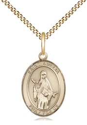 [8313GF/18G] 14kt Gold Filled Saint Amelia Pendant on a 18 inch Gold Plate Light Curb chain