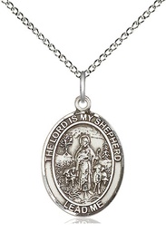 [8119SS/18SS] Sterling Silver Lord Is My Shepherd Pendant on a 18 inch Sterling Silver Light Curb chain
