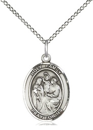 [8218SS/18SS] Sterling Silver Holy Family Pendant on a 18 inch Sterling Silver Light Curb chain