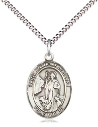[8317SS/18S] Sterling Silver Saint Anthony of Egypt Pendant on a 18 inch Light Rhodium Light Curb chain