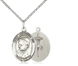 [8235SS/18SS] Sterling Silver Pope Benedict XVI Pendant on a 18 inch Sterling Silver Light Curb chain