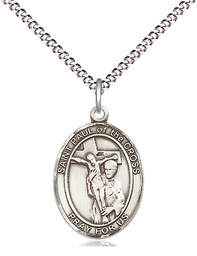 [8318SS/18S] Sterling Silver Saint Paul of the Cross Pendant on a 18 inch Light Rhodium Light Curb chain