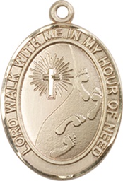 [8237KT] 14kt Gold Footprints Cross Medal