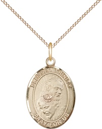 [8249GF/18GF] 14kt Gold Filled Blessed Trinity Pendant on a 18 inch Gold Filled Light Curb chain