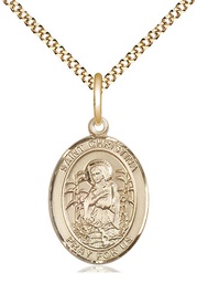 [8320GF/18G] 14kt Gold Filled Saint Christina the Astonishing Pendant on a 18 inch Gold Plate Light Curb chain