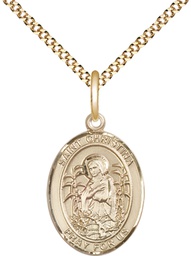 [8320GF/18G] 14kt Gold Filled Saint Christina the Astonishing Pendant on a 18 inch Gold Plate Light Curb chain