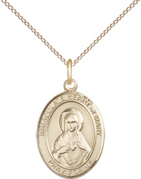 [8337GF/18GF] 14kt Gold Filled Immaculate Heart of Mary Pendant on a 18 inch Gold Filled Light Curb chain