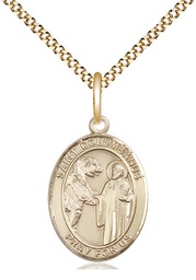 [8321GF/18G] 14kt Gold Filled Saint Columbanus Pendant on a 18 inch Gold Plate Light Curb chain