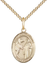 [8321GF/18G] 14kt Gold Filled Saint Columbanus Pendant on a 18 inch Gold Plate Light Curb chain