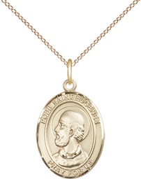 [8352GF/18GF] 14kt Gold Filled Pope St Eugene I Pendant on a 18 inch Gold Filled Light Curb chain