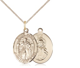 [8366GF/18GF] 14kt Gold Filled Divine Mercy Pendant on a 18 inch Gold Filled Light Curb chain