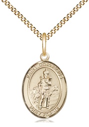 [8325GF/18G] 14kt Gold Filled Saint Cornelius Pendant on a 18 inch Gold Plate Light Curb chain