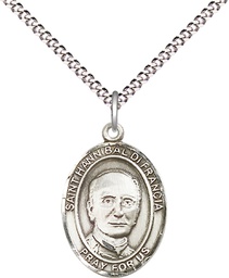 [8327SS/18S] Sterling Silver Saint Hannibal Pendant on a 18 inch Light Rhodium Light Curb chain