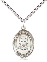 [8329SS/18S] Sterling Silver Saint Joseph Freinademetz Pendant on a 18 inch Light Rhodium Light Curb chain