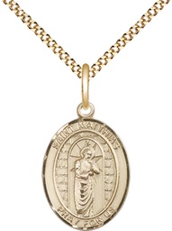[8331GF/18G] 14kt Gold Filled Saint Matthias the Apostle Pendant on a 18 inch Gold Plate Light Curb chain