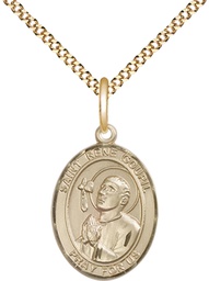 [8334GF/18G] 14kt Gold Filled Saint Rene Goupil Pendant on a 18 inch Gold Plate Light Curb chain