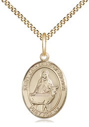 [8336GF/18G] 14kt Gold Filled Saint Catherine of Sweden Pendant on a 18 inch Gold Plate Light Curb chain