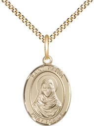 [8338GF/18G] 14kt Gold Filled Saint Rafka Pendant on a 18 inch Gold Plate Light Curb chain