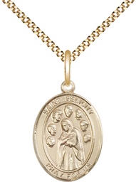 [8341GF/18G] 14kt Gold Filled Saint Felicity Pendant on a 18 inch Gold Plate Light Curb chain