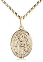 [8341GF/18G] 14kt Gold Filled Saint Felicity Pendant on a 18 inch Gold Plate Light Curb chain