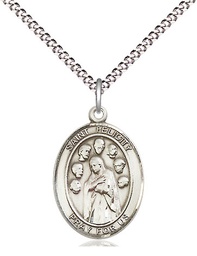 [8341SS/18S] Sterling Silver Saint Felicity Pendant on a 18 inch Light Rhodium Light Curb chain