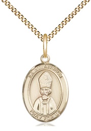 [8342GF/18G] 14kt Gold Filled Saint Anselm of Canterbury Pendant on a 18 inch Gold Plate Light Curb chain