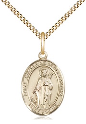 [8343GF/18G] 14kt Gold Filled Saint Catherine of Alexandria Pendant on a 18 inch Gold Plate Light Curb chain