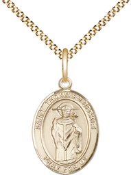 [8344GF/18G] 14kt Gold Filled Saint Thomas A Becket Pendant on a 18 inch Gold Plate Light Curb chain