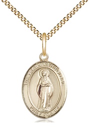 [8345GF/18G] 14kt Gold Filled Virgin of the Globe Pendant on a 18 inch Gold Plate Light Curb chain