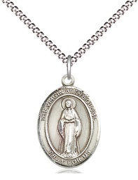 [8345SS/18S] Sterling Silver Virgin of the Globe Pendant on a 18 inch Light Rhodium Light Curb chain