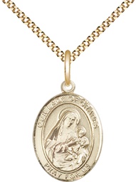 [8347GF/18G] 14kt Gold Filled Our Lady of Grapes Pendant on a 18 inch Gold Plate Light Curb chain