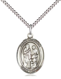 [8348SS/18S] Sterling Silver Saint Joachim Pendant on a 18 inch Light Rhodium Light Curb chain