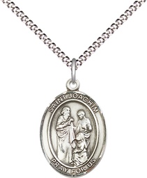 [8348SS/18S] Sterling Silver Saint Joachim Pendant on a 18 inch Light Rhodium Light Curb chain