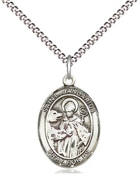 [8351SS/18S] Sterling Silver Saint Januarius Pendant on a 18 inch Light Rhodium Light Curb chain