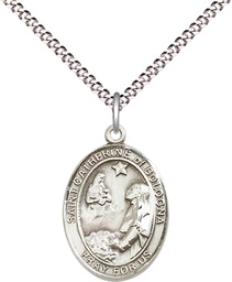 [8354SS/18S] Sterling Silver Saint Catherine of Bologna Pendant on a 18 inch Light Rhodium Light Curb chain