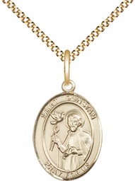 [8355GF/18G] 14kt Gold Filled Saint Dunstan Pendant on a 18 inch Gold Plate Light Curb chain
