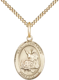 [8358GF/18G] 14kt Gold Filled Saint John Licci Pendant on a 18 inch Gold Plate Light Curb chain