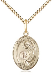 [8359GF/18G] 14kt Gold Filled Saint Paula Pendant on a 18 inch Gold Plate Light Curb chain