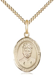 [8360GF/18G] 14kt Gold Filled Saint Josephine Bakhita Pendant on a 18 inch Gold Plate Light Curb chain