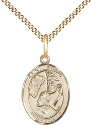 [8361GF/18G] 14kt Gold Filled Saint Edwin Pendant on a 18 inch Gold Plate Light Curb chain