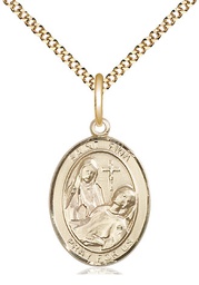 [8364GF/18G] 14kt Gold Filled Saint Fina Pendant on a 18 inch Gold Plate Light Curb chain