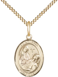 [8364GF/18G] 14kt Gold Filled Saint Fina Pendant on a 18 inch Gold Plate Light Curb chain