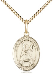 [8365GF/18G] 14kt Gold Filled Saint Frances of Rome Pendant on a 18 inch Gold Plate Light Curb chain