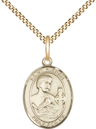 [8367GF/18G] 14kt Gold Filled Saint Kieran Pendant on a 18 inch Gold Plate Light Curb chain