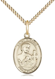 [8367GF/18G] 14kt Gold Filled Saint Kieran Pendant on a 18 inch Gold Plate Light Curb chain