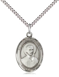 [8370SS/18S] Sterling Silver Saint John Berchmans Pendant on a 18 inch Light Rhodium Light Curb chain