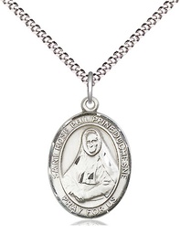 [8371SS/18S] Sterling Silver Saint Rose Philippine Pendant on a 18 inch Light Rhodium Light Curb chain